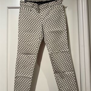 Banana Republic Sloan Black and Cream Patterned Pants